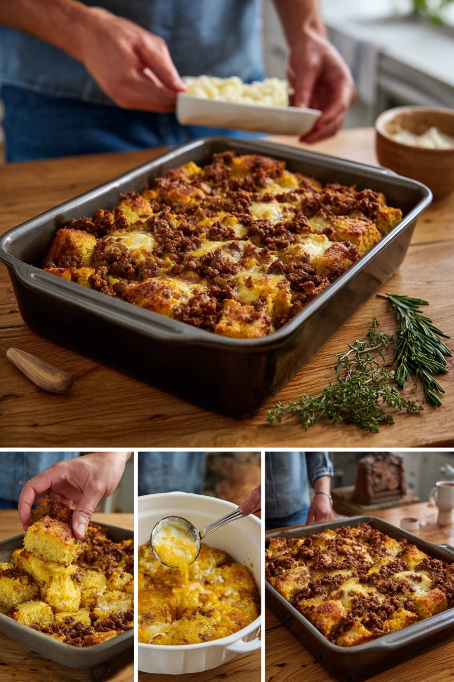 Smoked Beef and Cornbread Casserole