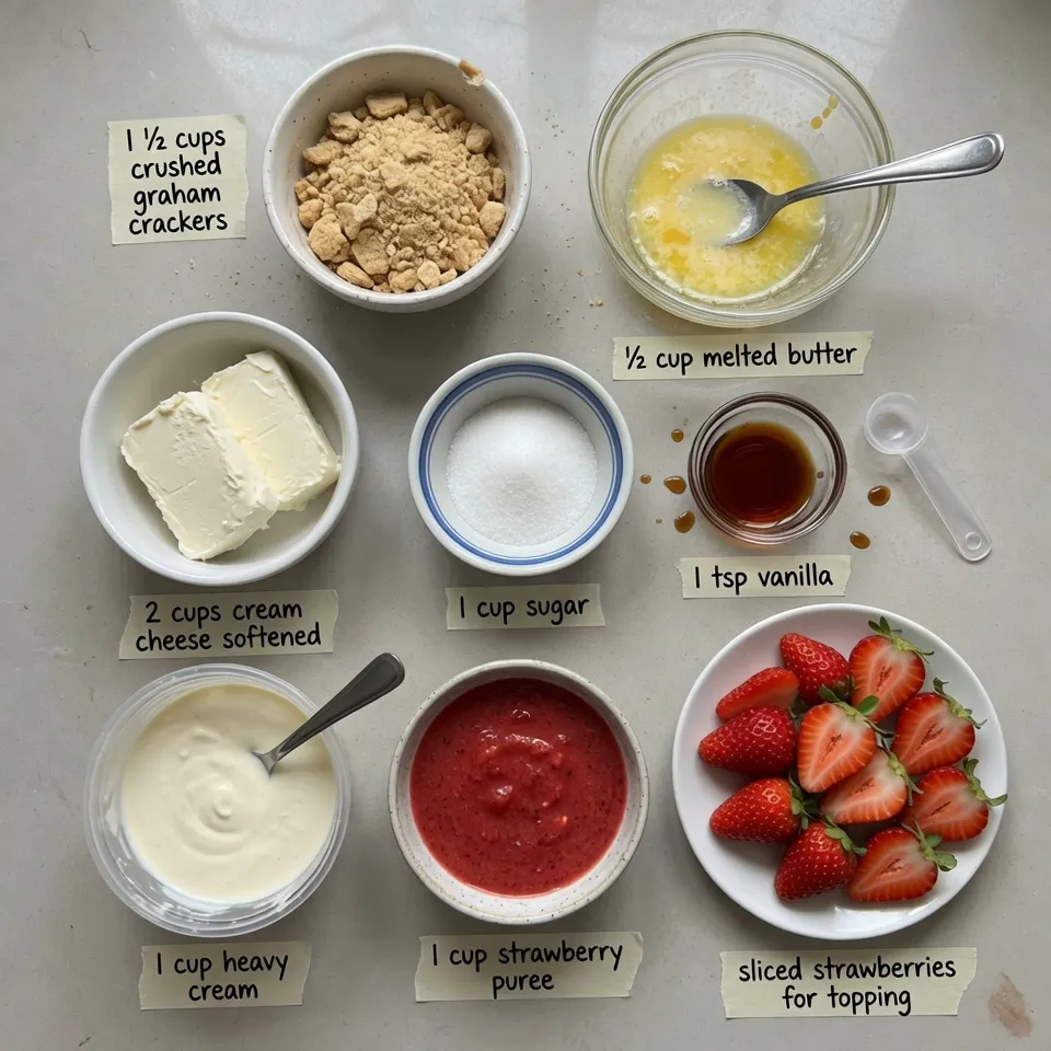 Strawberry Crunch Cheesecake: Easy Summer Dessert with Graham Crust 7 Strawberry Crunch Cheesecake