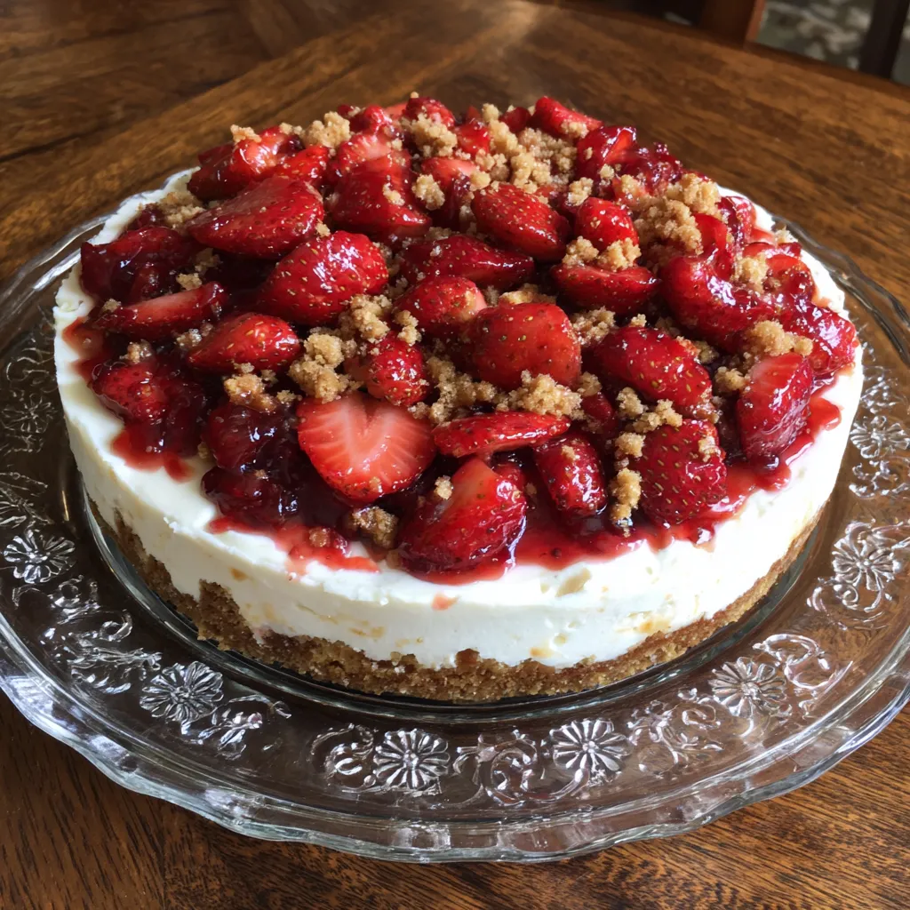 Strawberry Crunch Cheesecake: Easy Summer Dessert with Graham Crust 9 Strawberry Crunch Cheesecake