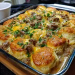 Biscuits and Gravy Breakfast Casserole