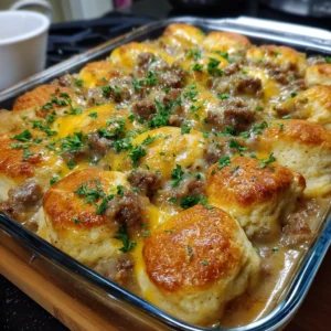 Biscuits and Gravy Breakfast Casserole