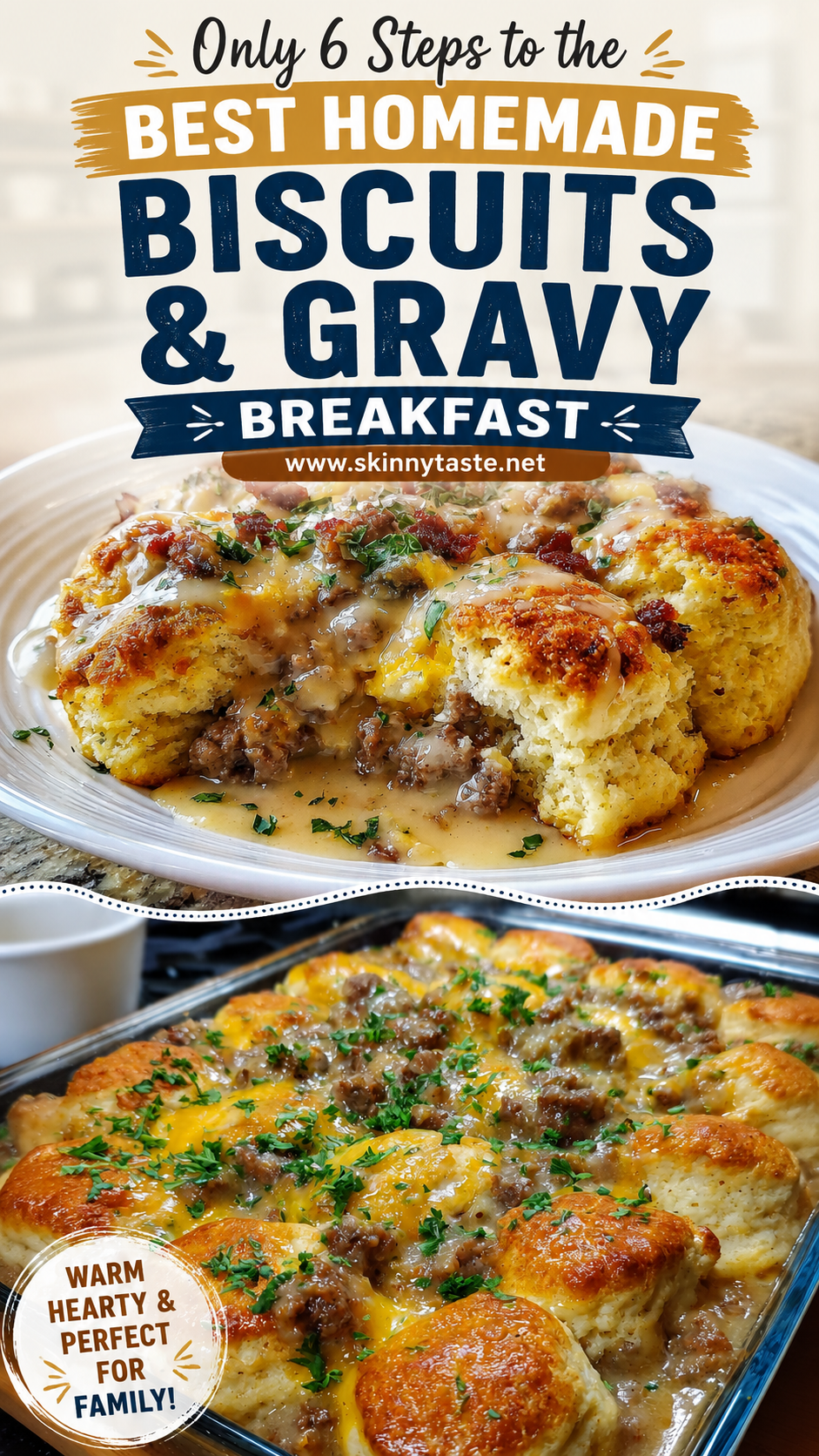 Biscuits and Gravy Breakfast Casserole