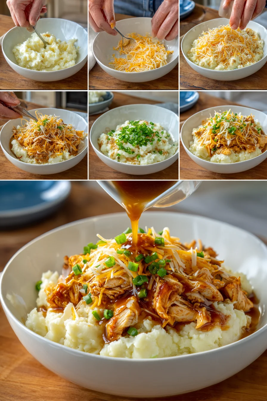 Chicken Mashed Potato Bowls Easy 4 Servings Food Recipe for Families 8 Enjoy 4 Chicken Mashed Potato Bowls for Cozy Family Dinner!