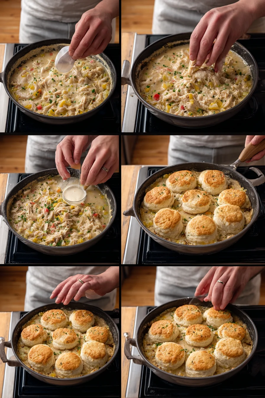 Chicken Pot Pie with Biscuits brings a quick, cozy dinner the family enjoys 8 Chicken Pot Pie with Biscuits