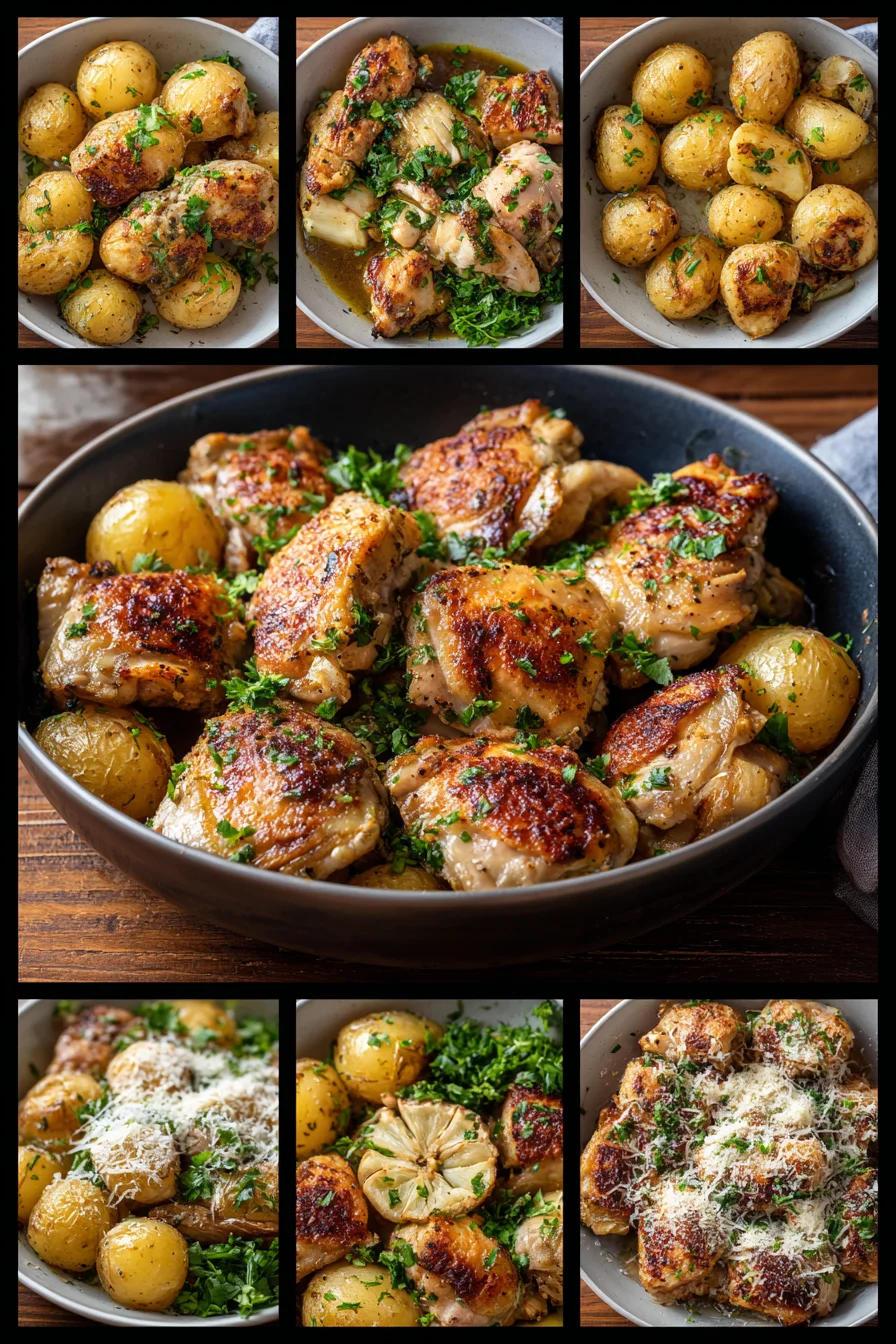 Garlic Parmesan Chicken and Potatoes provides a quick, tasty one‑pan dinner 8 Garlic Parmesan Chicken and Potatoes