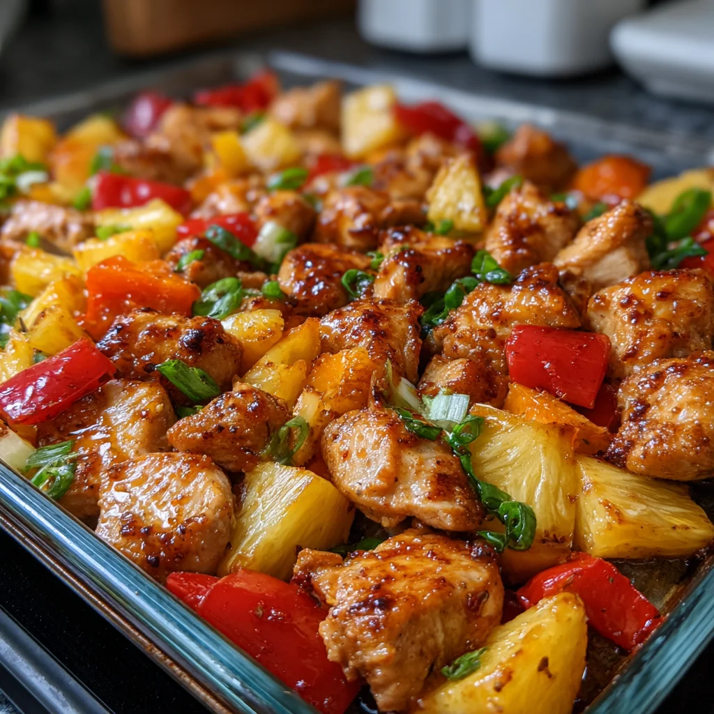 Hawaiian Chicken Sheet Pan Easy One Pan Dinner with Pineapple and Veggies 9 Hawaiian Chicken Sheet Pan