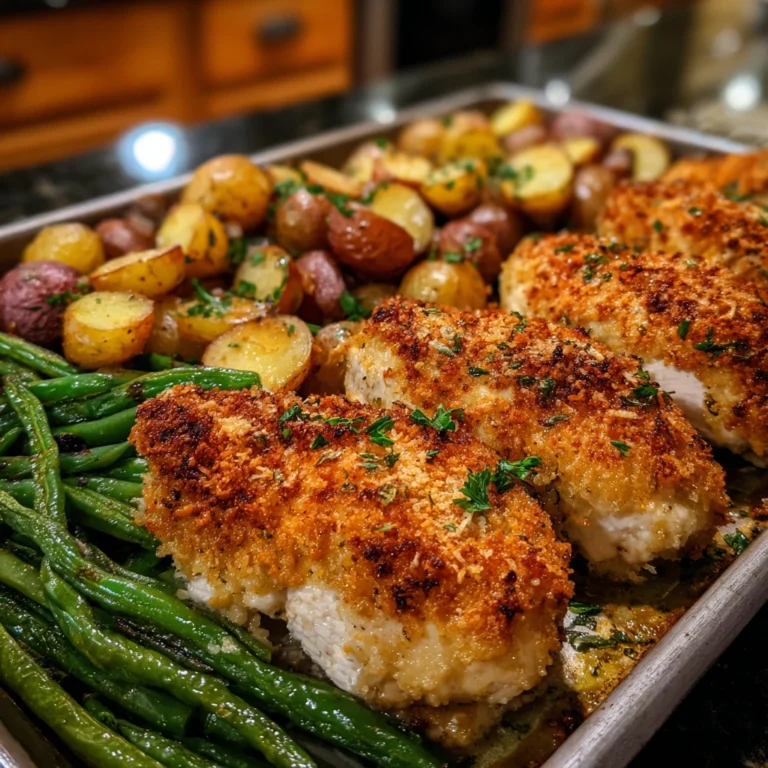 Parmesan Crusted Chicken Sheet Pan Dinner