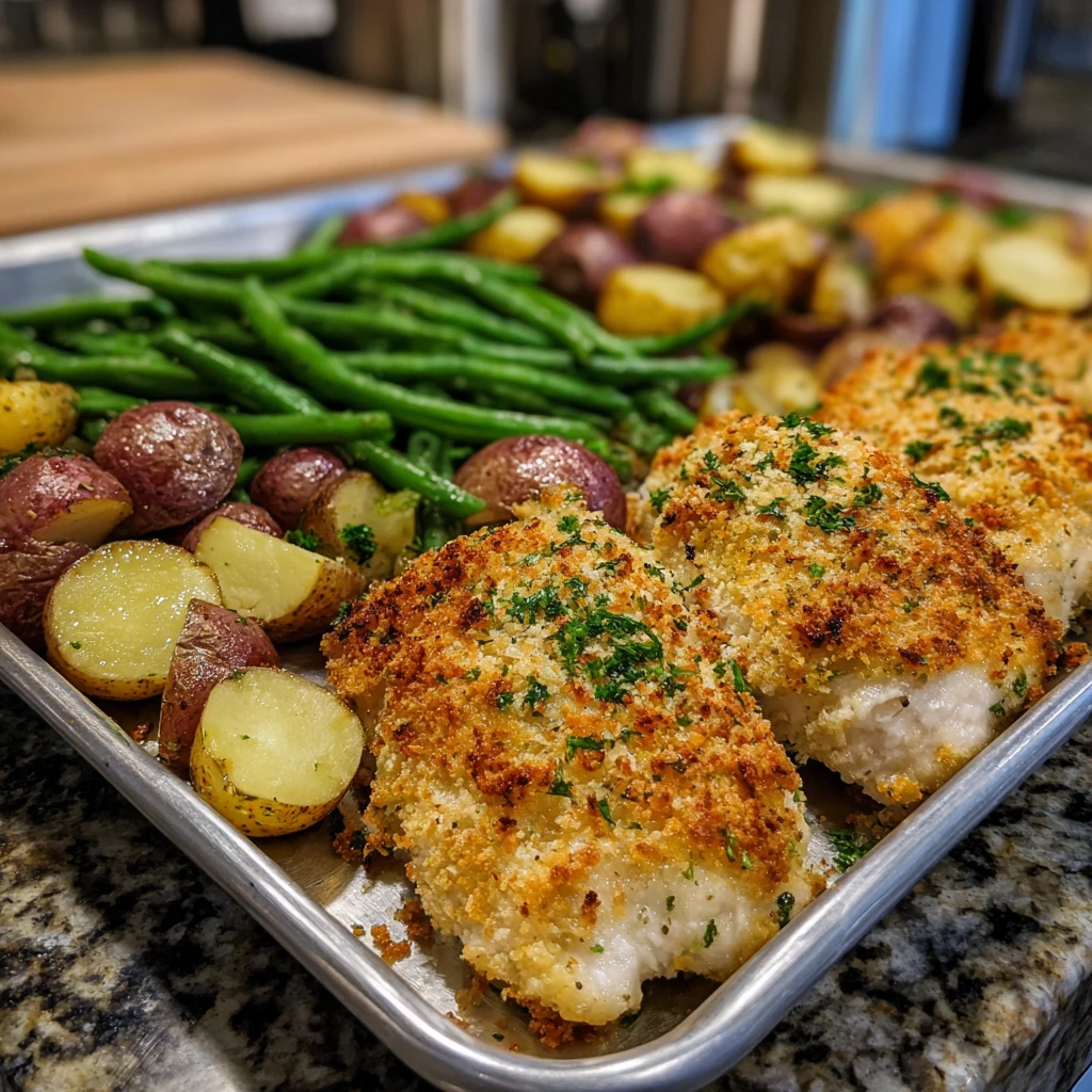 Parmesan Crusted Chicken Sheet Pan Dinner