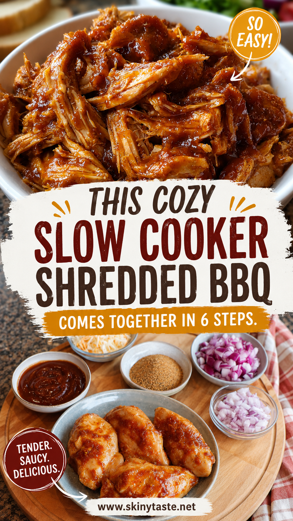 Slow Cooker Shredded BBQ Chicken