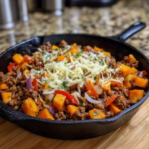 Southwestern Ground Beef Sweet Potato Skillet