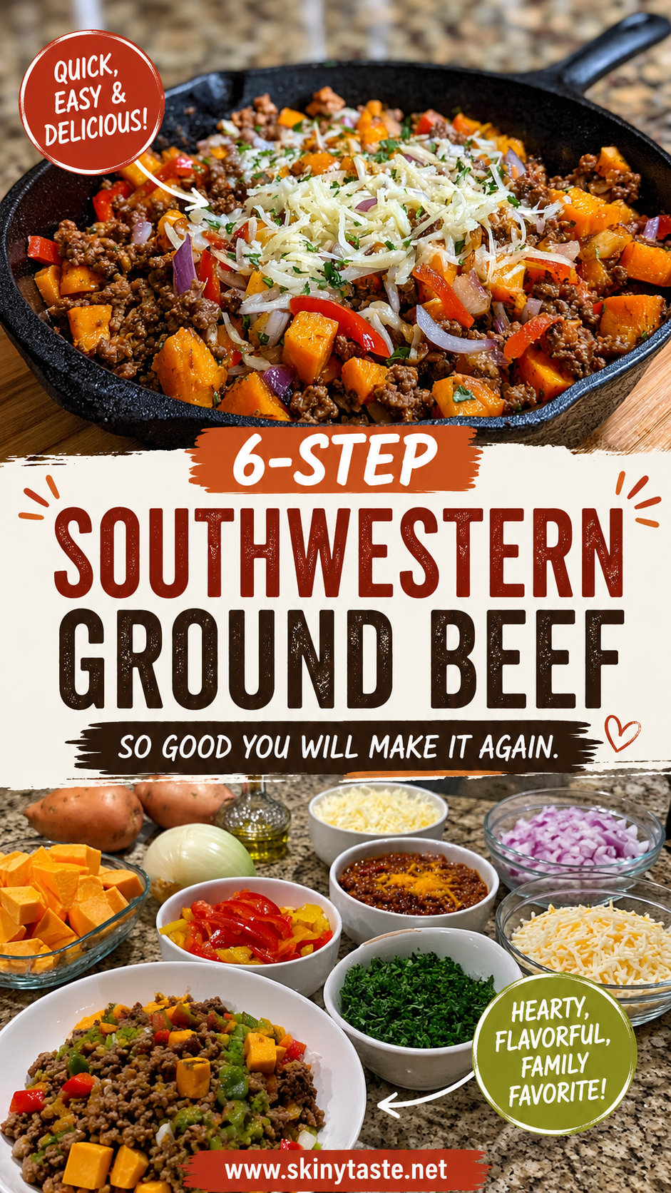 Southwestern Ground Beef Sweet Potato Skillet makes a quick, flavorful 11 Southwestern Ground Beef Sweet Potato Skillet
