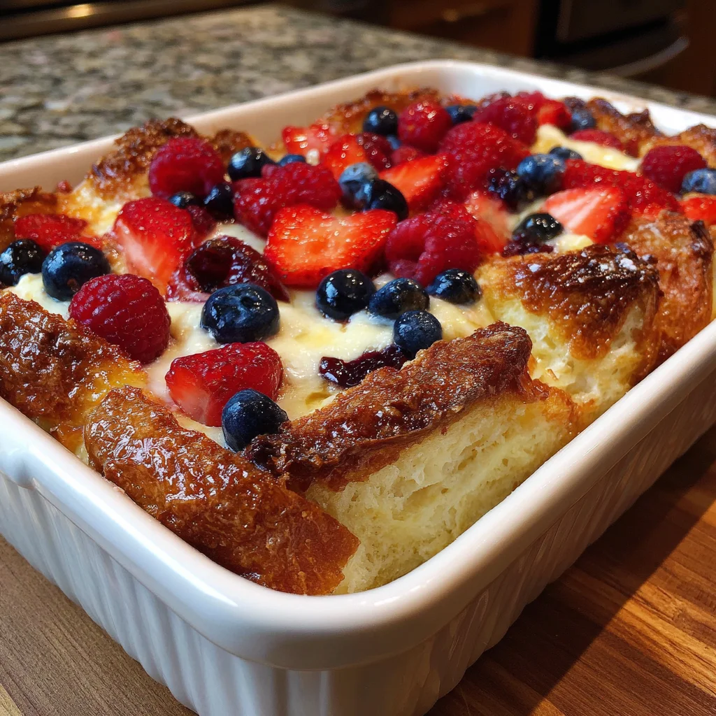 Sweet Croissant Breakfast Casserole blends buttery croissants with berries 7 Sweet Croissant Breakfast Casserole