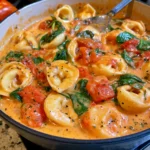 one pot creamy spinach tomato tortellini