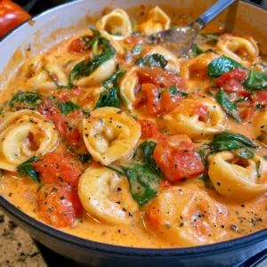 one pot creamy spinach tomato tortellini