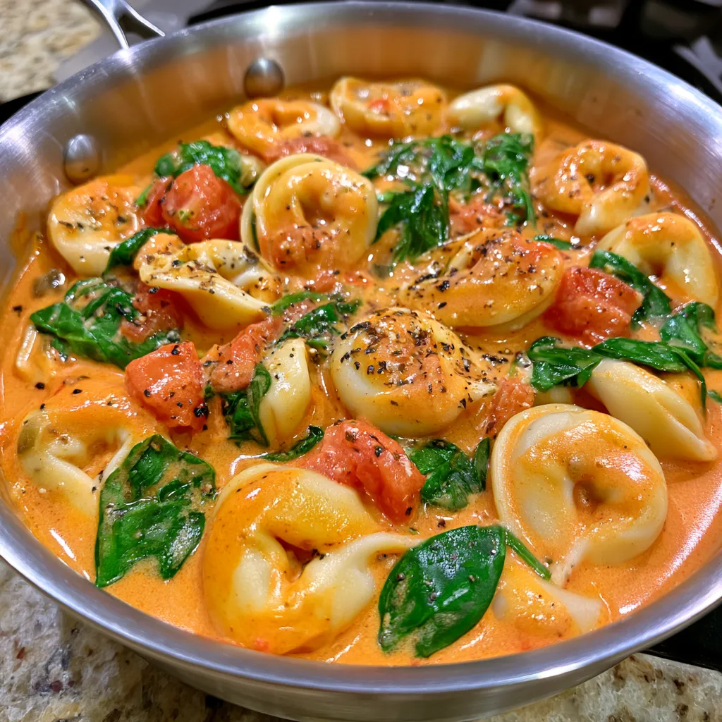 one pot creamy spinach tomato tortellini