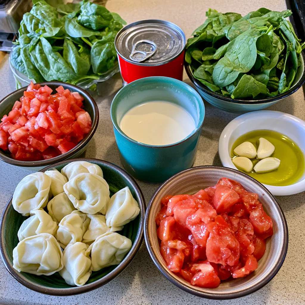 one pot creamy spinach tomato tortellini