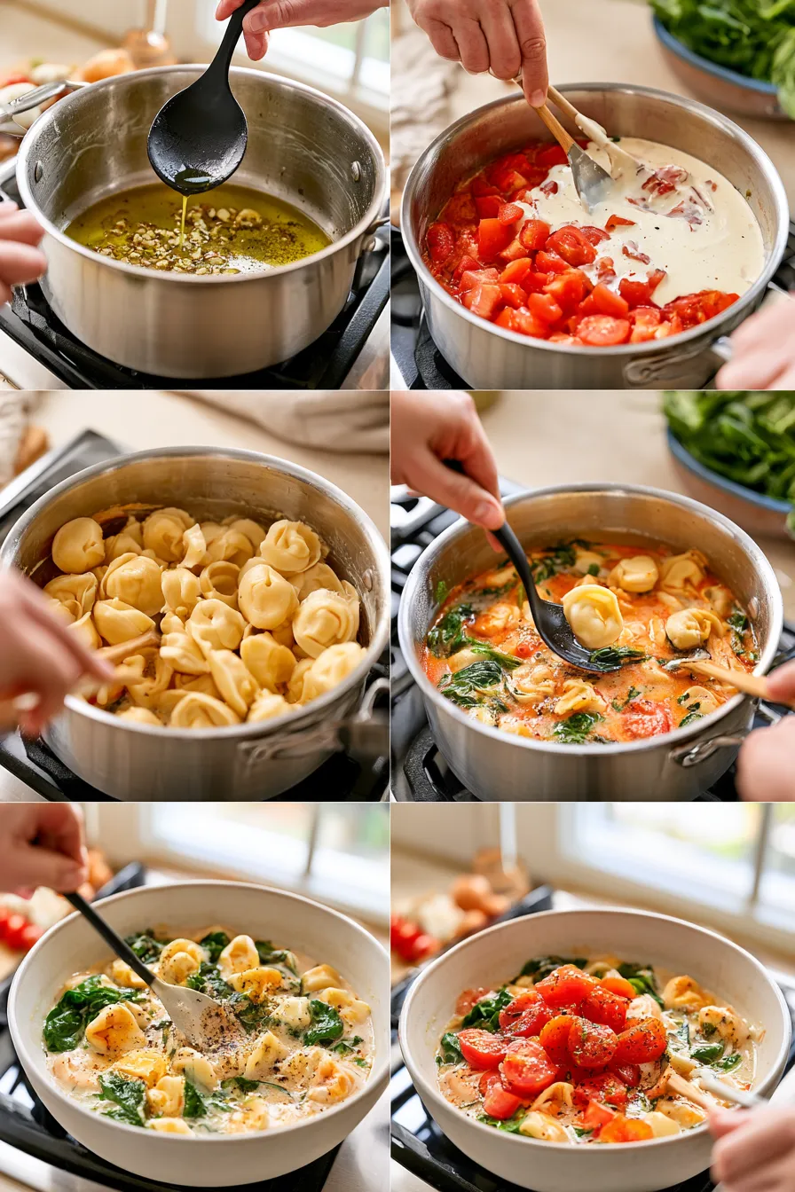 one pot creamy spinach tomato tortellini